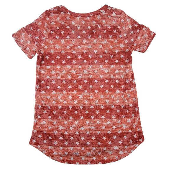 BiBi T-Shirt Red White Star Print V-Neck Slim Womens/Jrs Small New with Tags - Picture 2 of 5